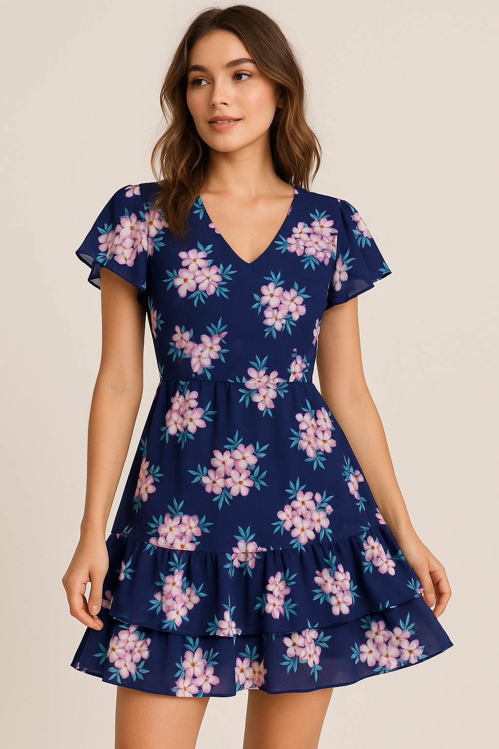 Violet Flower Bunch Digital Printed Fabric - Weightless