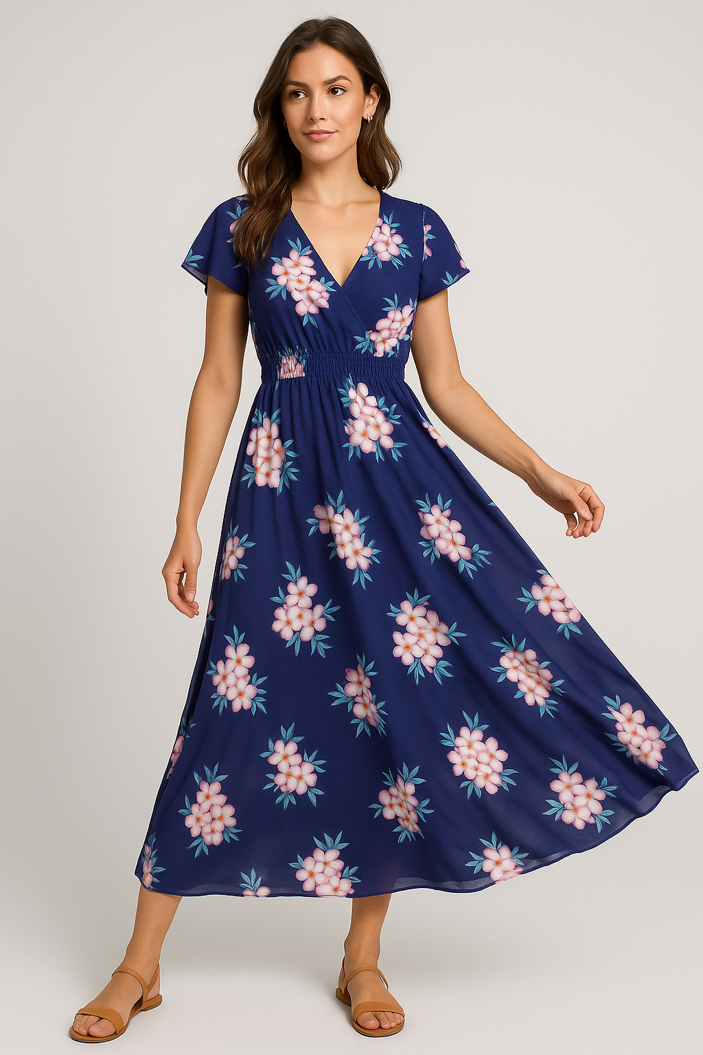 Violet Flower Bunch Digital Printed Fabric - Weightless