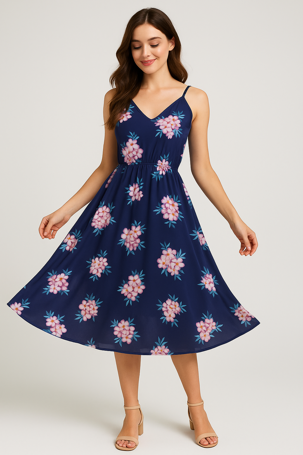 Violet Flower Bunch Digital Printed Fabric - Weightless