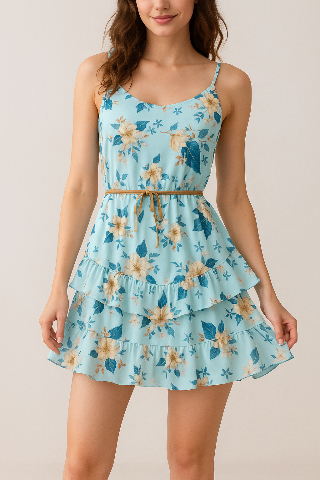 Flower On Ocean Blue Digital Printed Fabric - Weightless