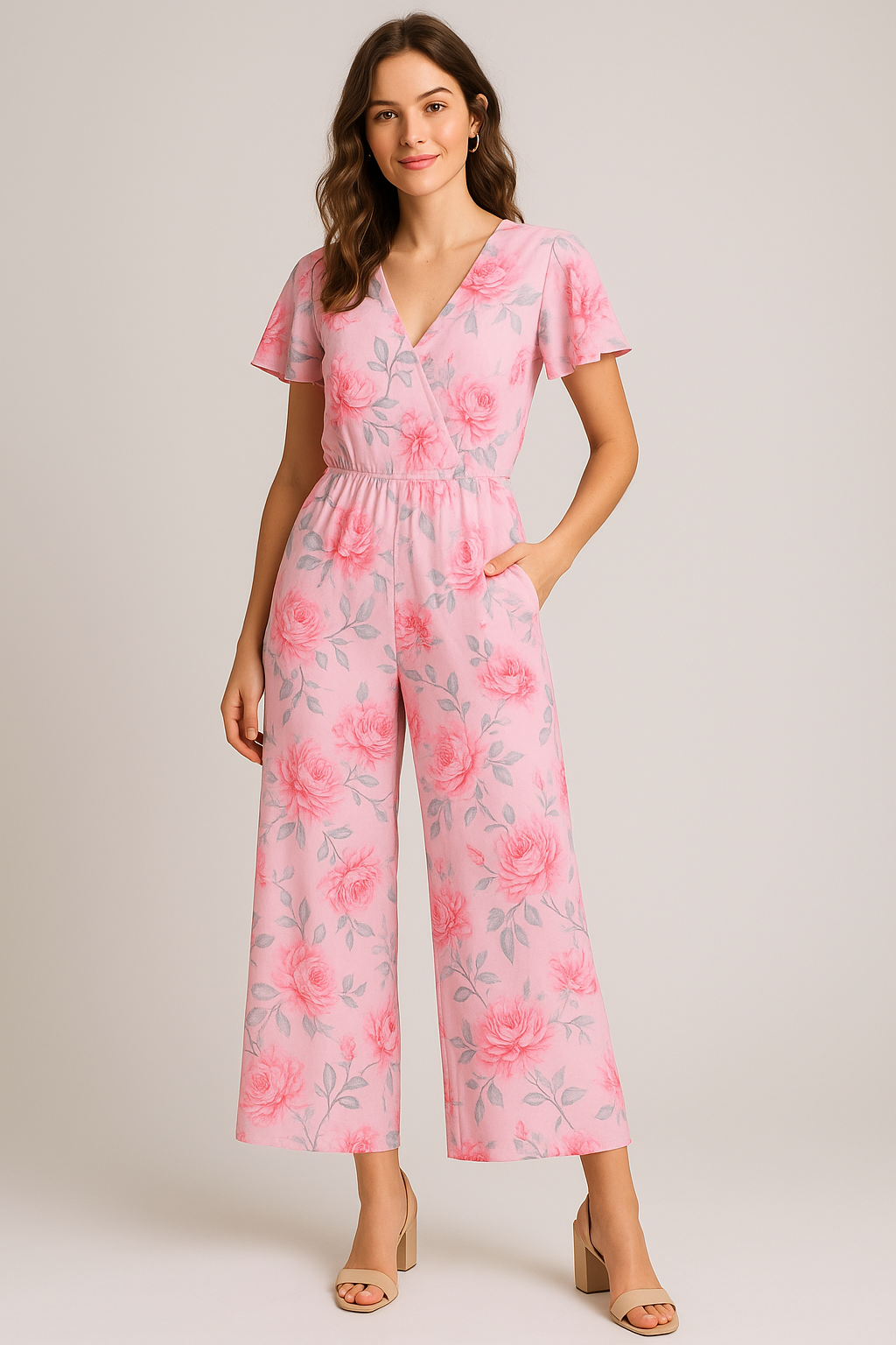 Pink Rose Allover Digital Printed Fabric - Weightless