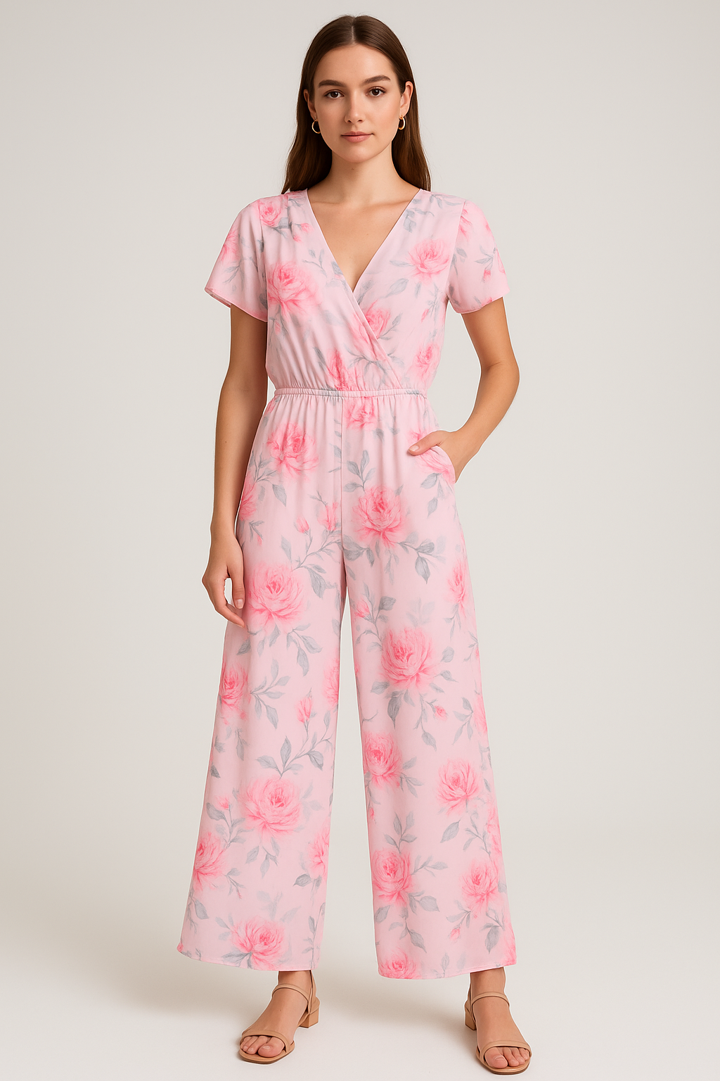 Pink Rose Allover Digital Printed Fabric - Weightless