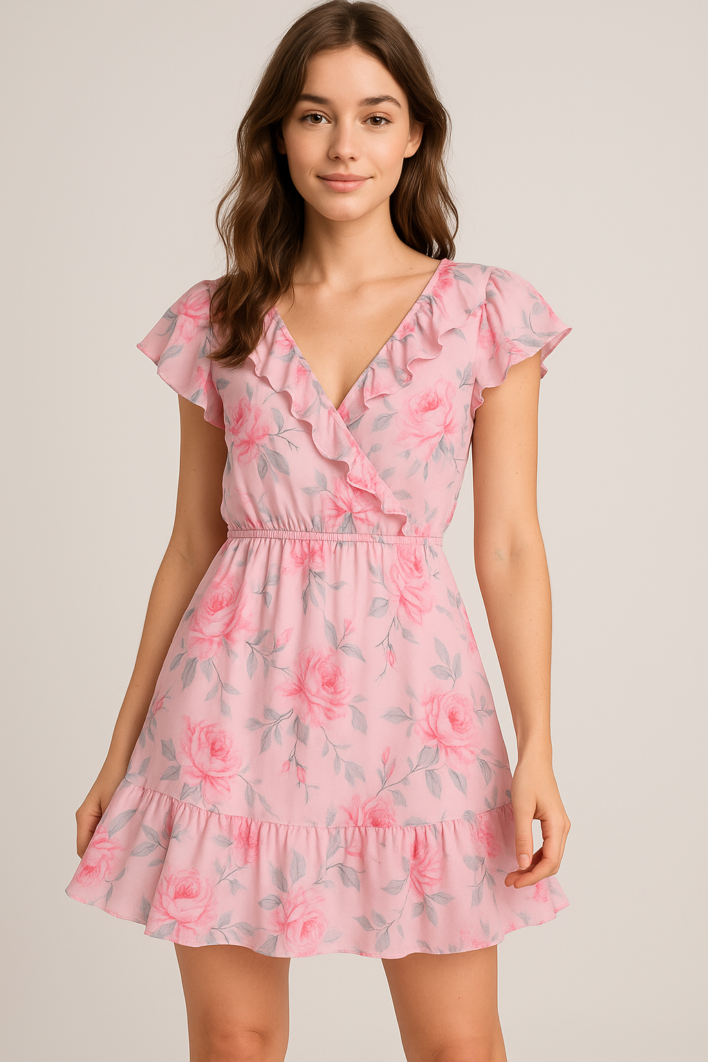 Pink Rose Allover Digital Printed Fabric - Weightless