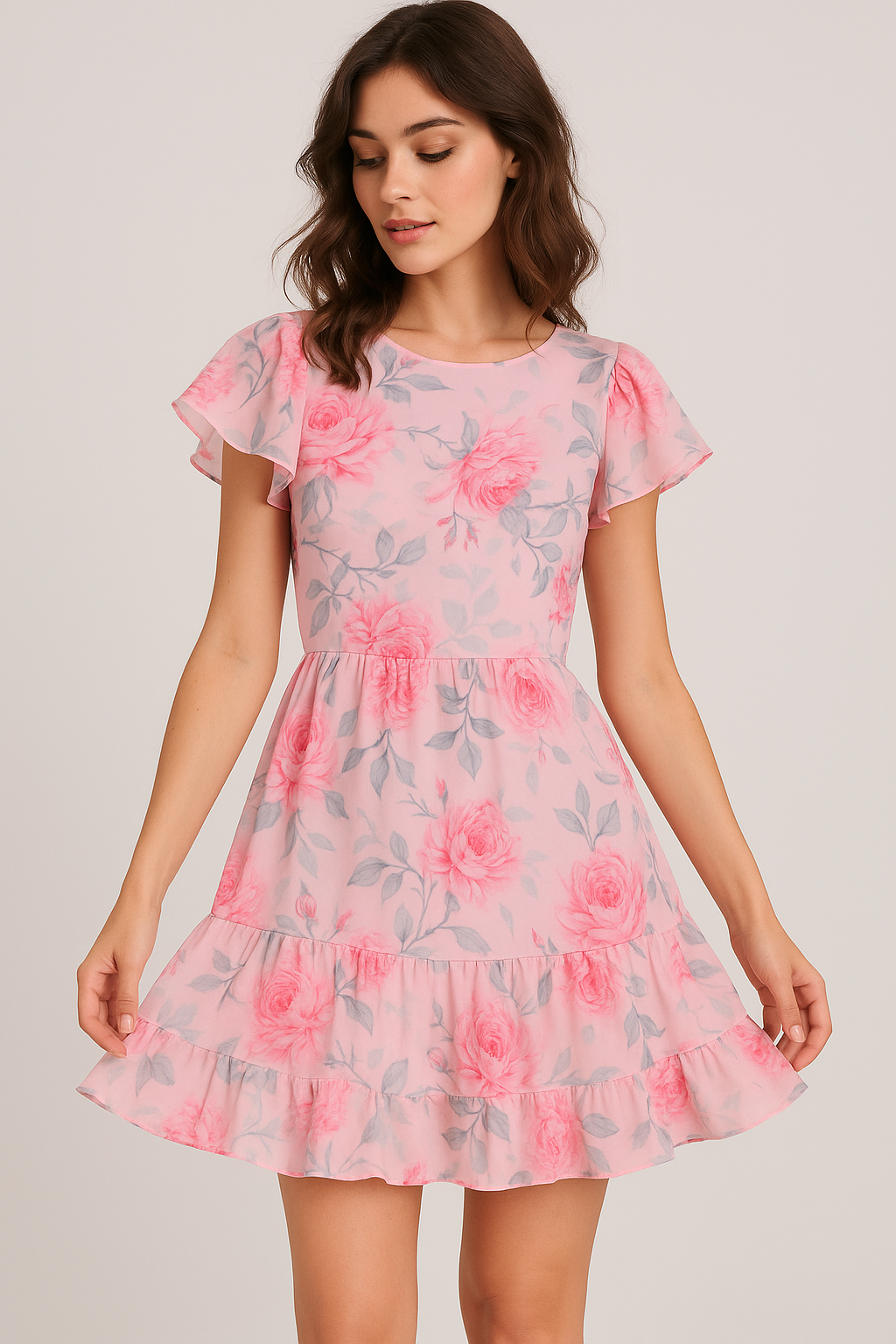 Pink Rose Allover Digital Printed Fabric - Weightless