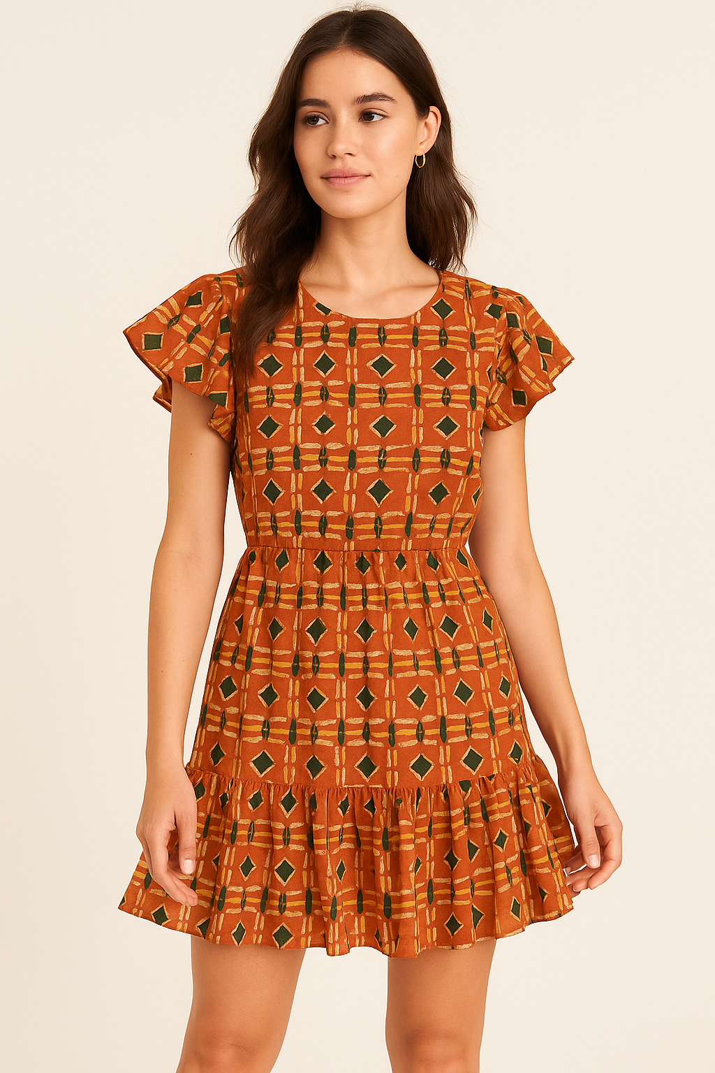 Orange Abstract Repeat Motif Digital Printed Fabric - Weightless