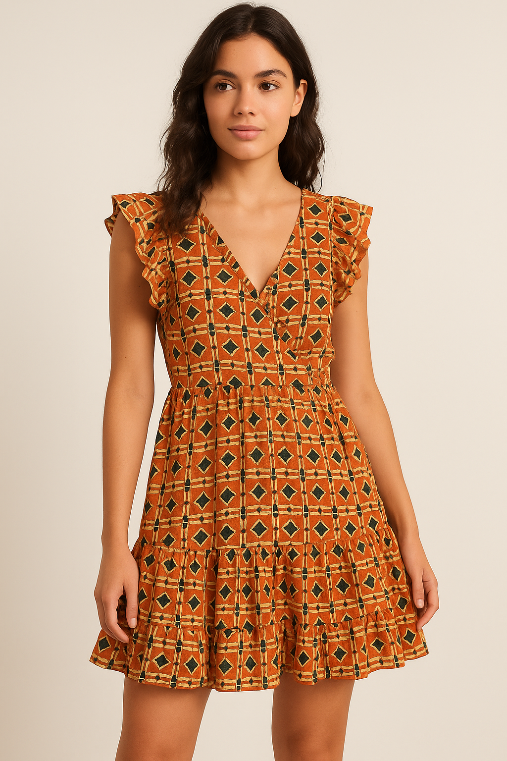 Orange Abstract Repeat Motif Digital Printed Fabric - Weightless