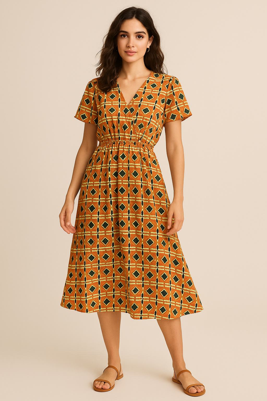 Orange Abstract Repeat Motif Digital Printed Fabric - Weightless