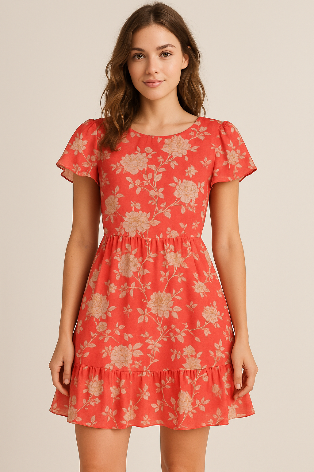 Flower Bunch On Dreamy Orange Digital Printed Fabric  - Weightless