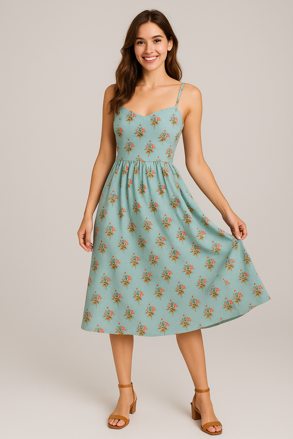 Vintage Flower Repeat Digital Printed Fabric - Weightless