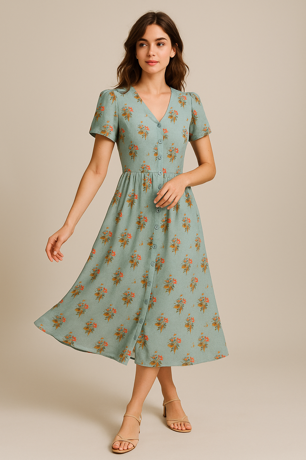 Vintage Flower Repeat Digital Printed Fabric - Weightless