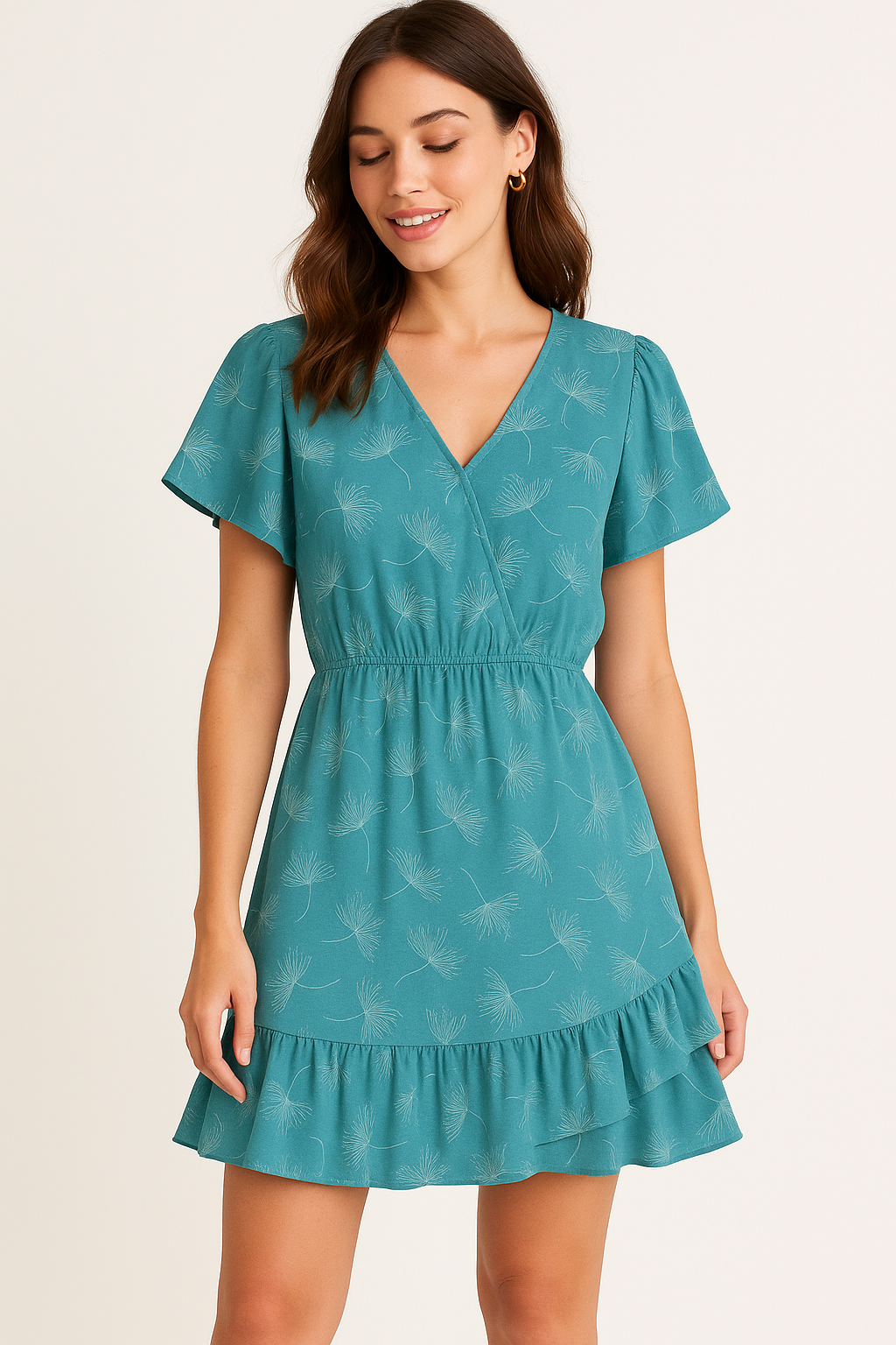 White Floating Flower Digital Printed Fabric - Weightless