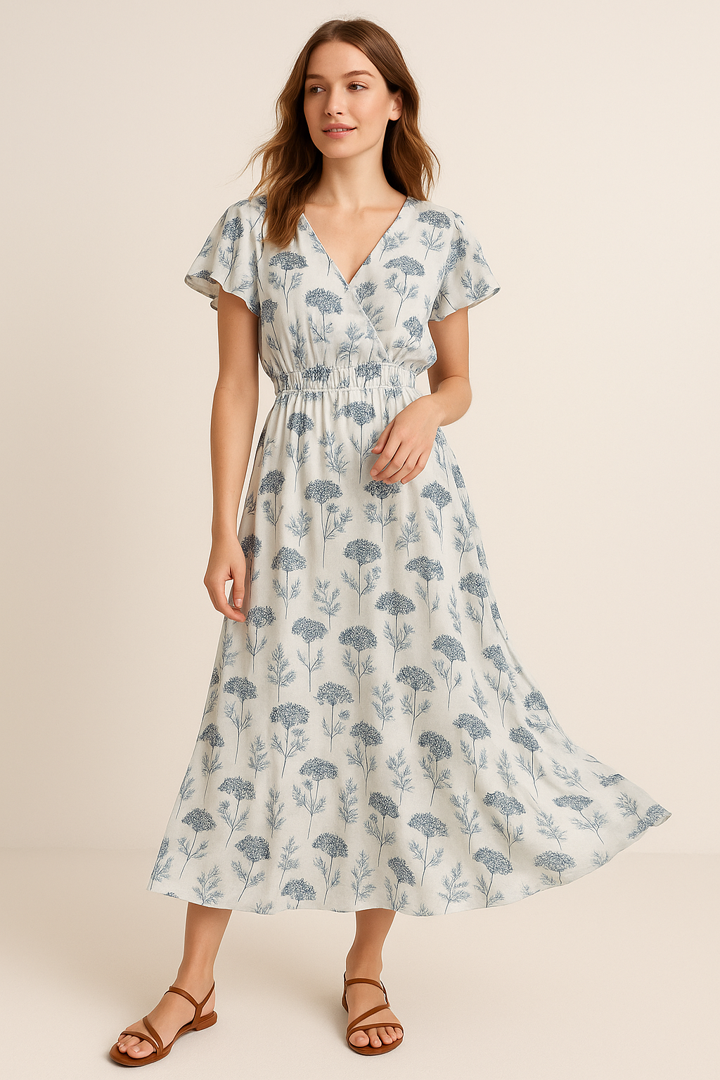 Winter Icy Flower Digital Printed Fabric  - Weightless