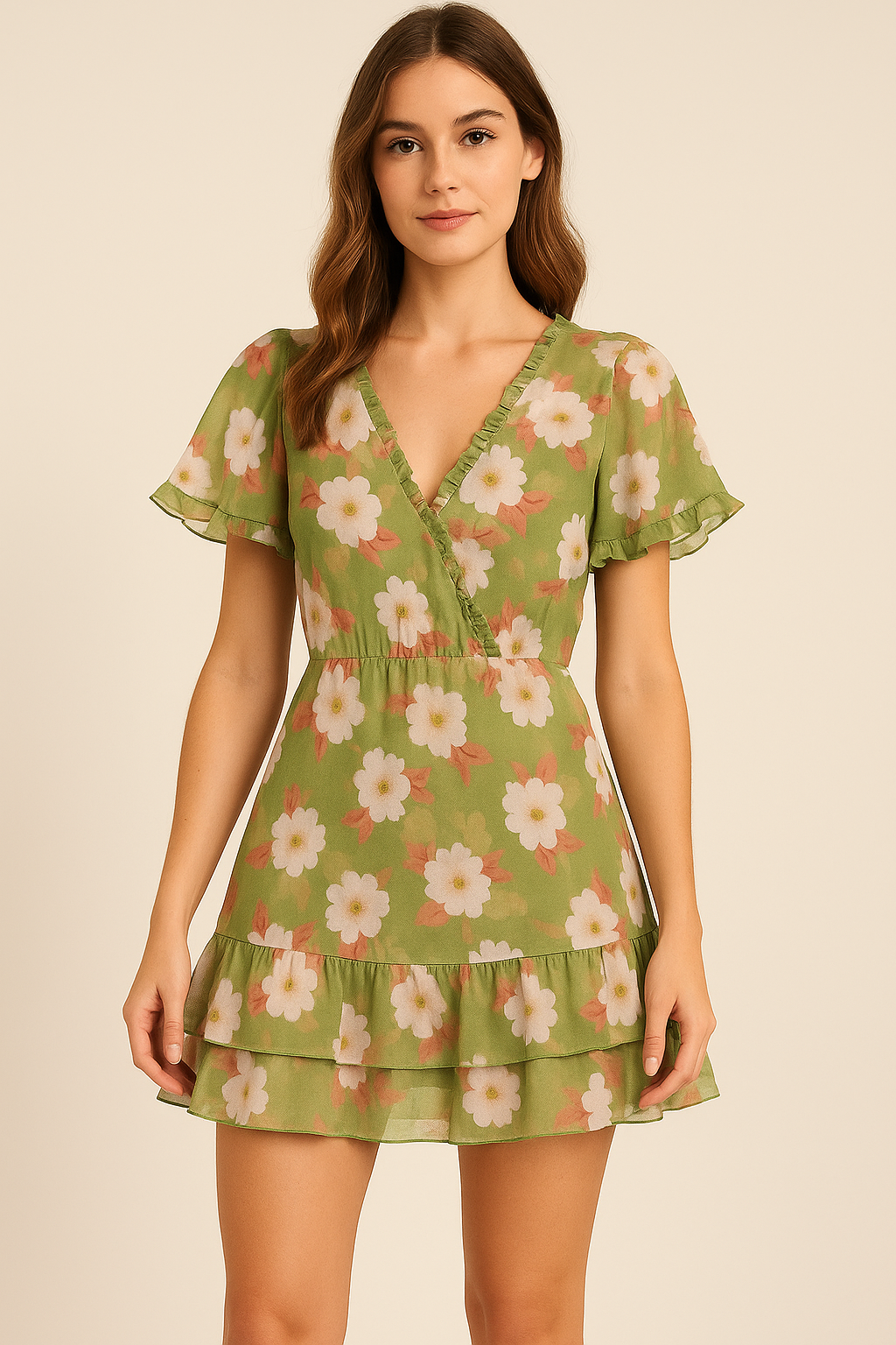 Gorgeous green and white digital printed fabric from FAB VOGUE Studio