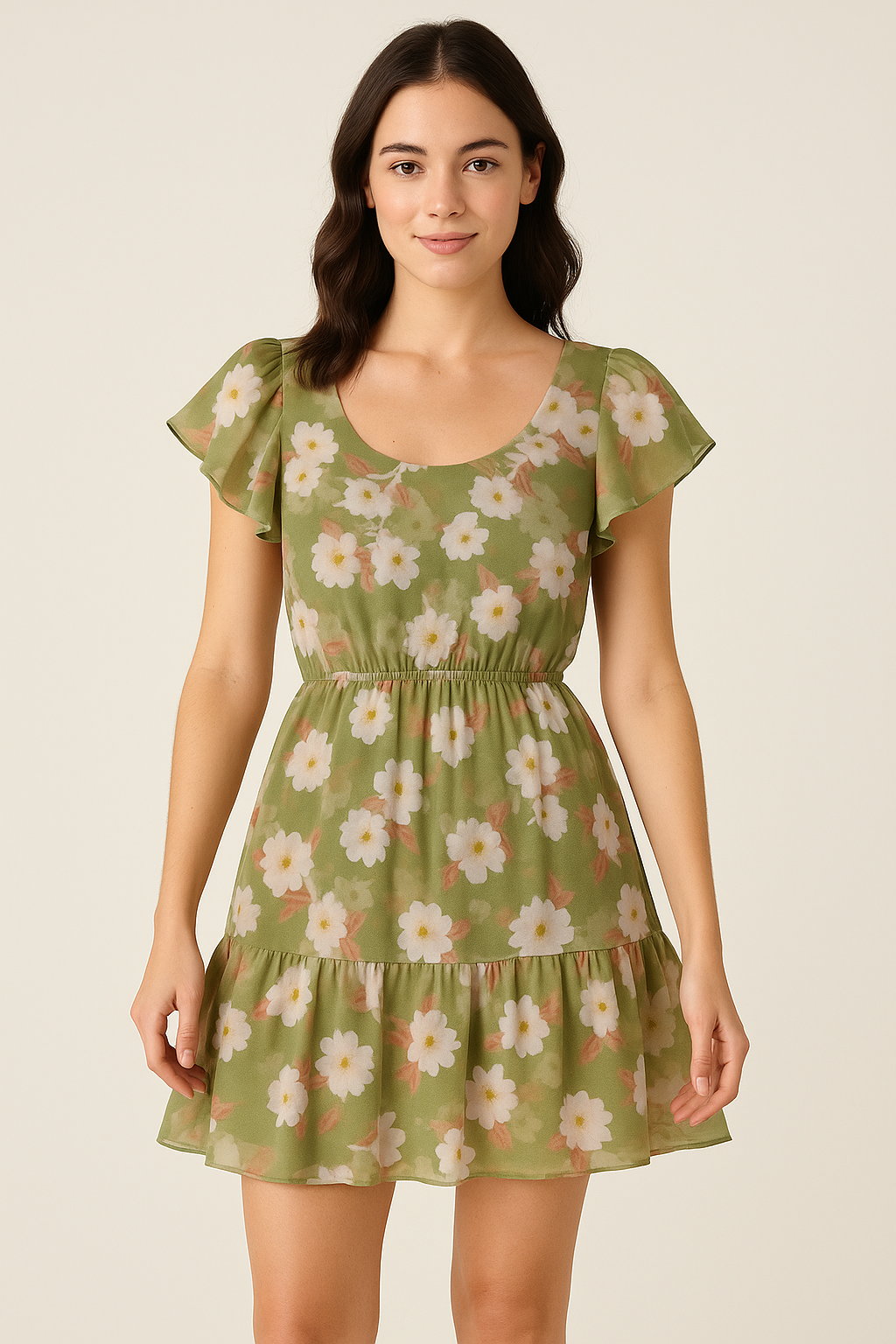 Gorgeous green and white digital printed fabric from FAB VOGUE Studio