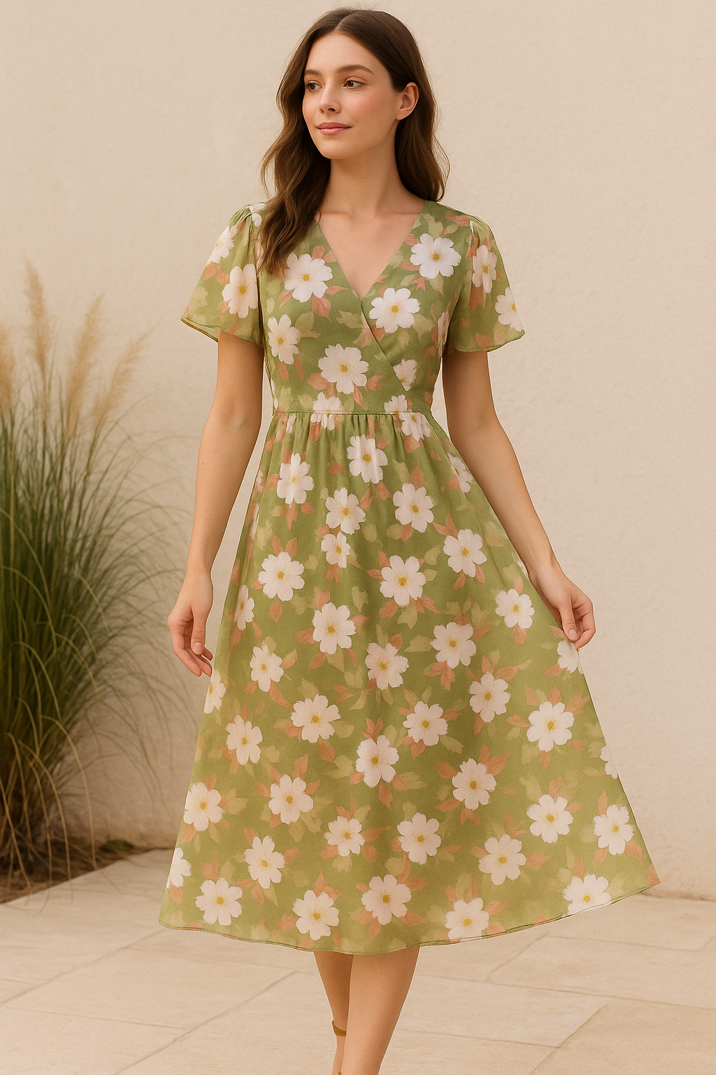 Gorgeous green and white digital printed fabric from FAB VOGUE Studio