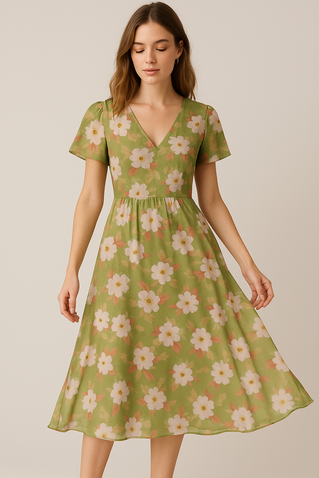 Gorgeous green and white digital printed fabric from FAB VOGUE Studio