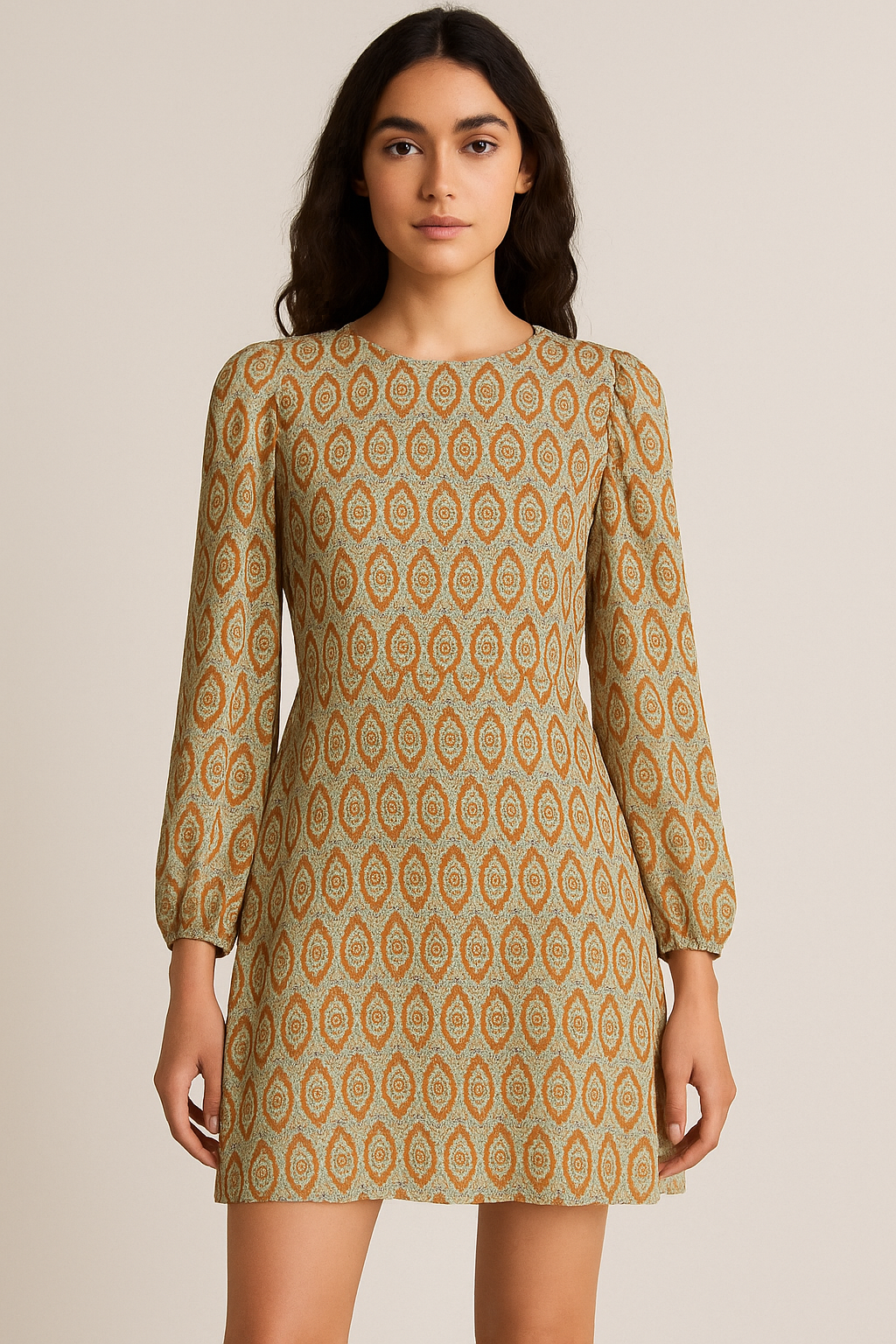 Juniper Green Geometric Pure Georgette Printed Fabric Material