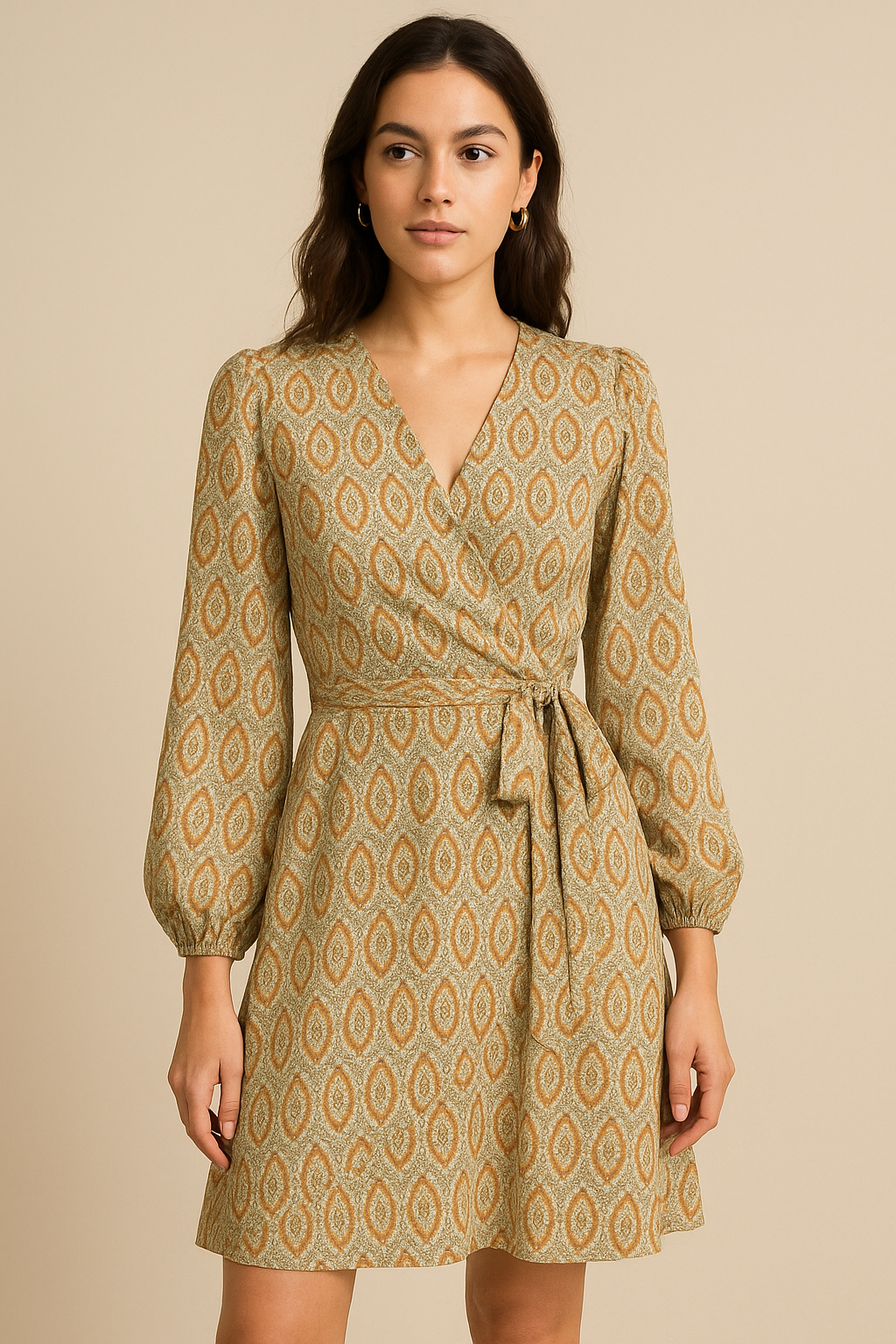 Juniper Green Geometric Pure Georgette Printed Fabric Material