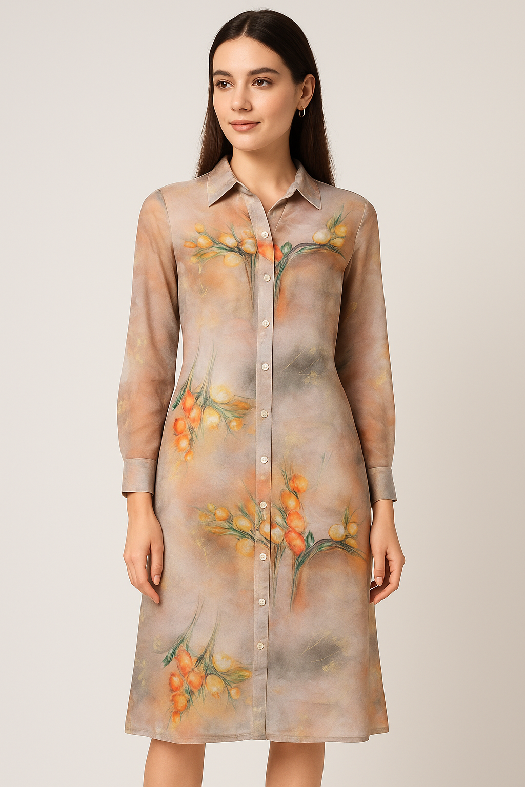 Green Flower Pure Georgette Printed Fabric