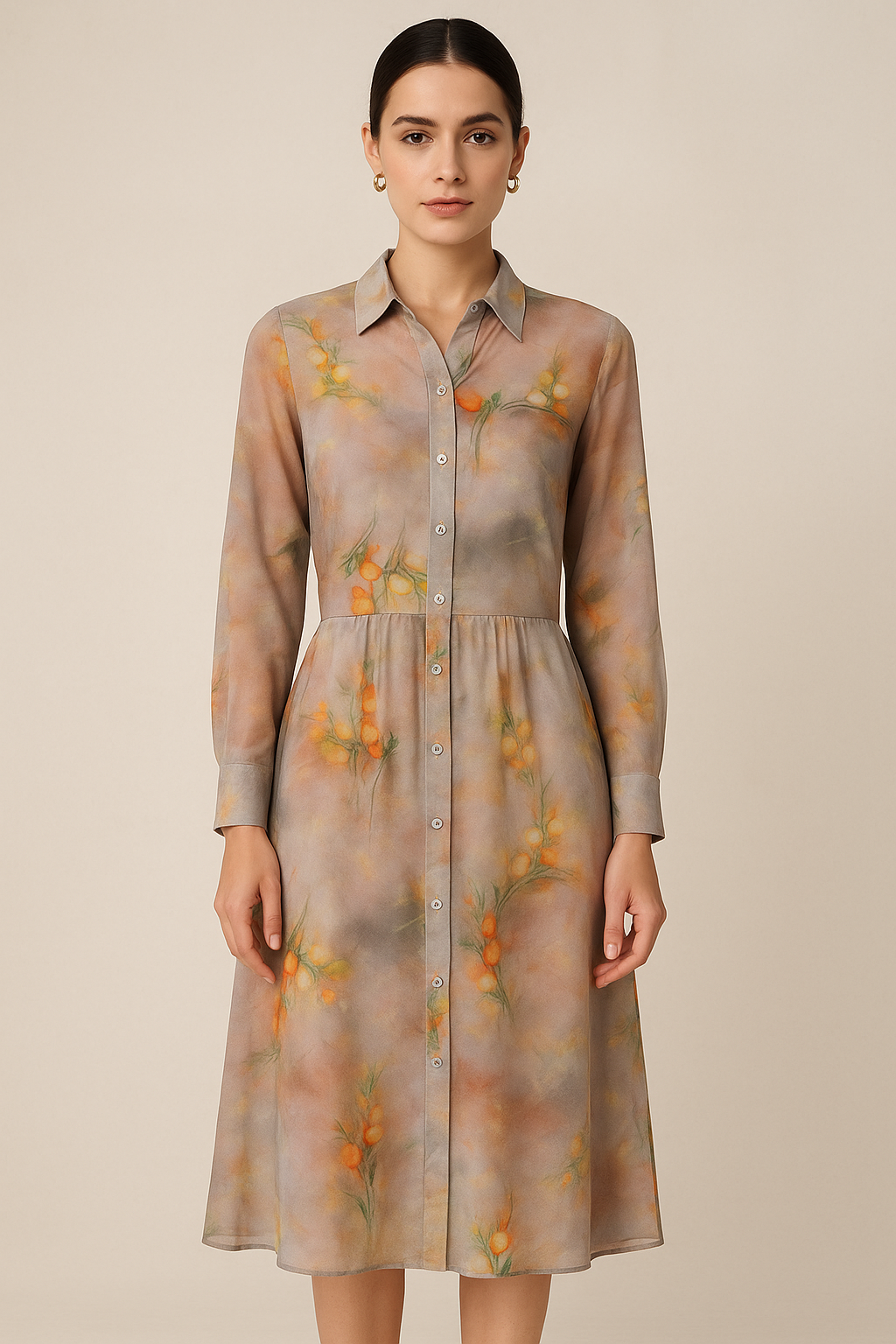 Green Flower Pure Georgette Printed Fabric