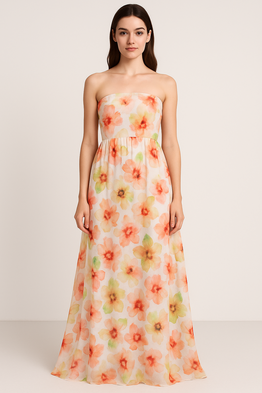 Cream Floral Pure Georgette Printed Fabric