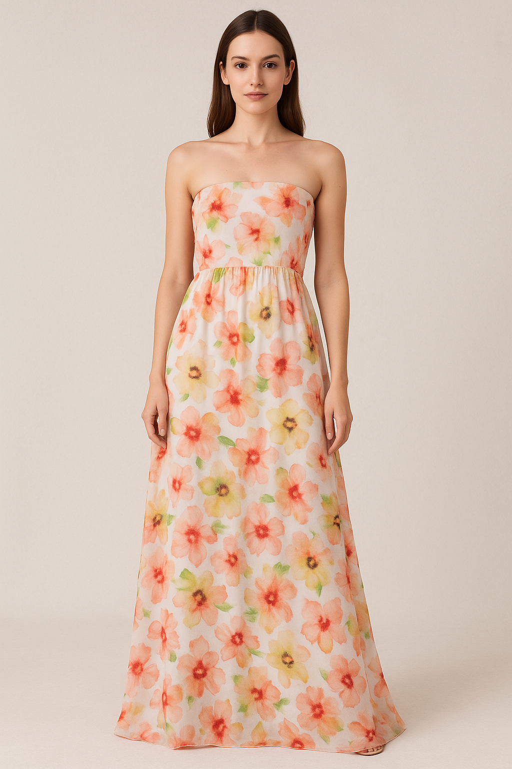 Cream Floral Pure Georgette Printed Fabric