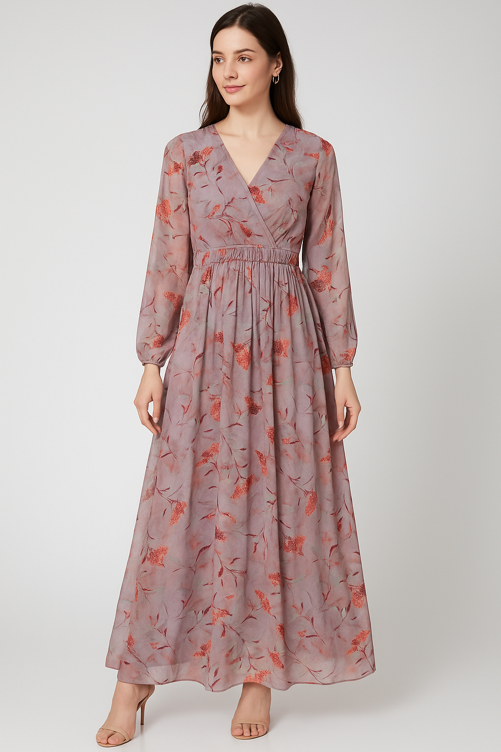 Ixora Flower With Leaves Digital Printed Fabric - Pure Georgette