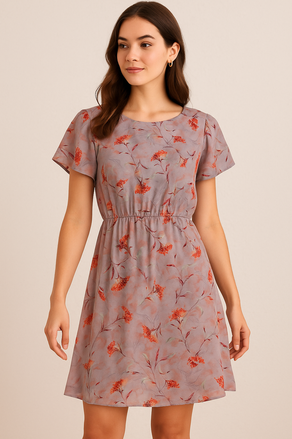 Ixora Flower With Leaves Digital Printed Fabric - Pure Georgette