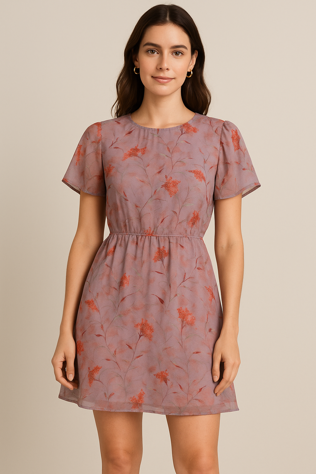 Ixora Flower With Leaves Digital Printed Fabric - Pure Georgette