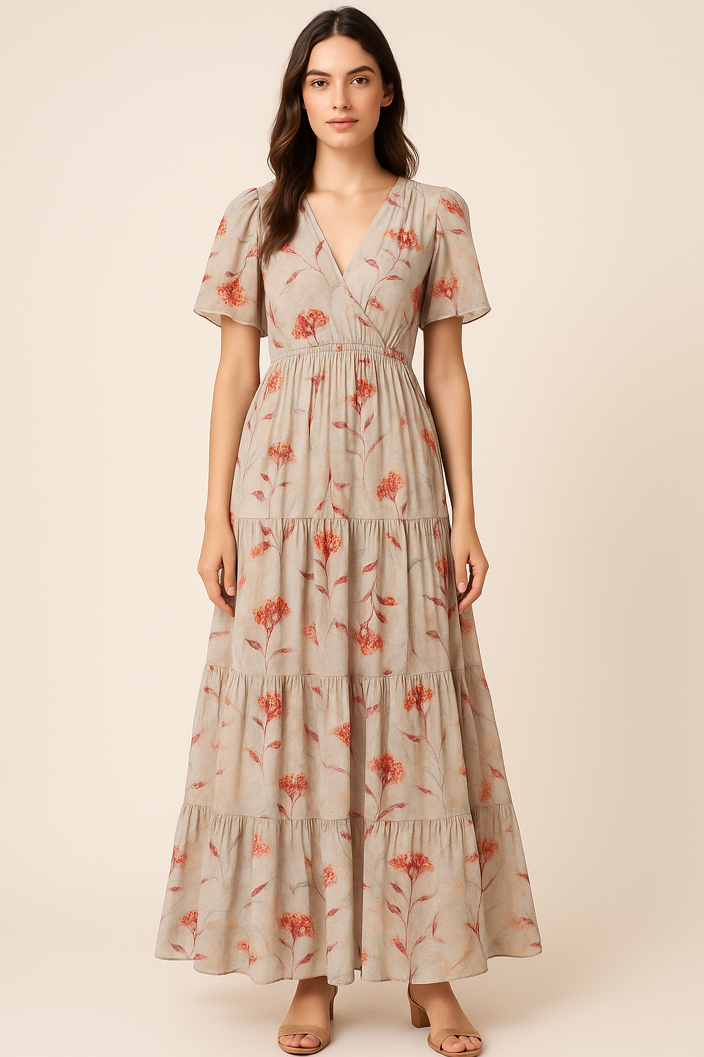 Beautiful Botanical Ixora Flower Digital Printed Fabric - Pure Georgette