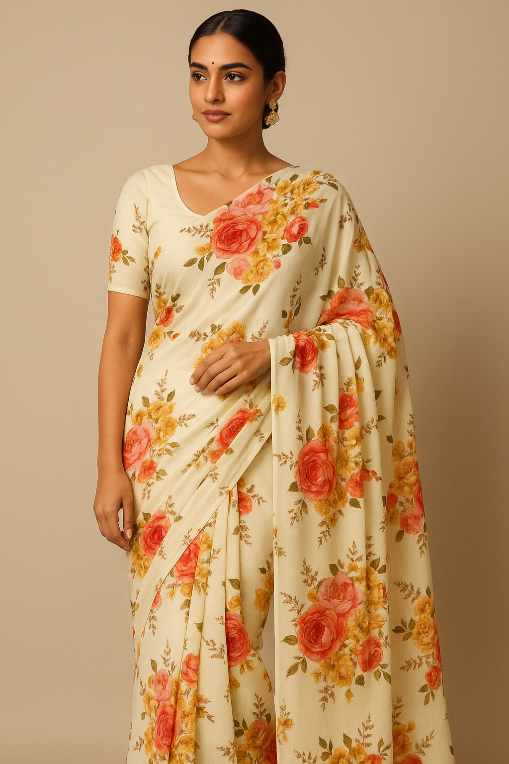 Decorative Multi Colour Flower Digital Printed Fabric - Pure Georgette