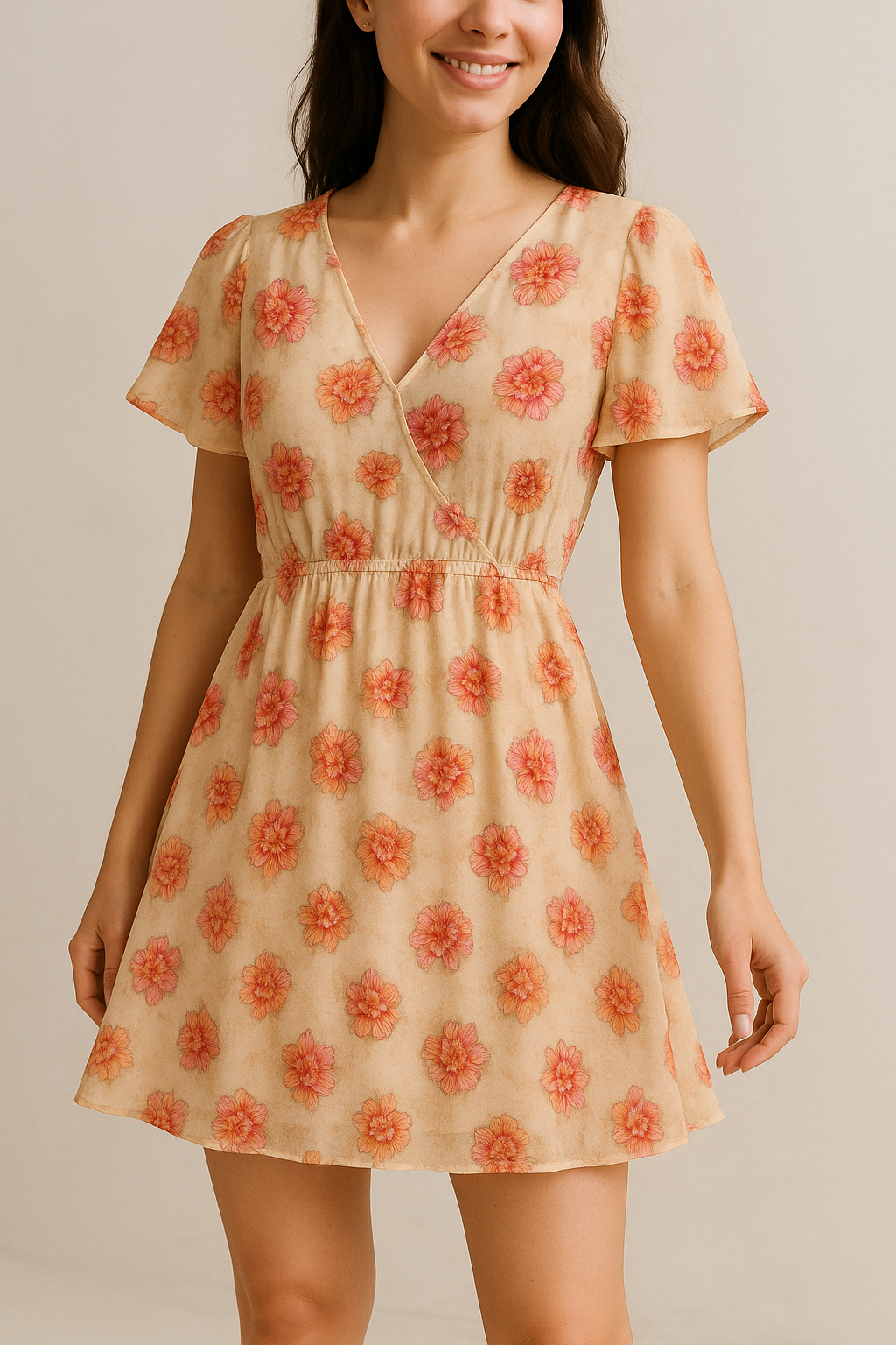 Beautiful Red With Light Floral Flower Digital Printed Fabric - Pure Georgette