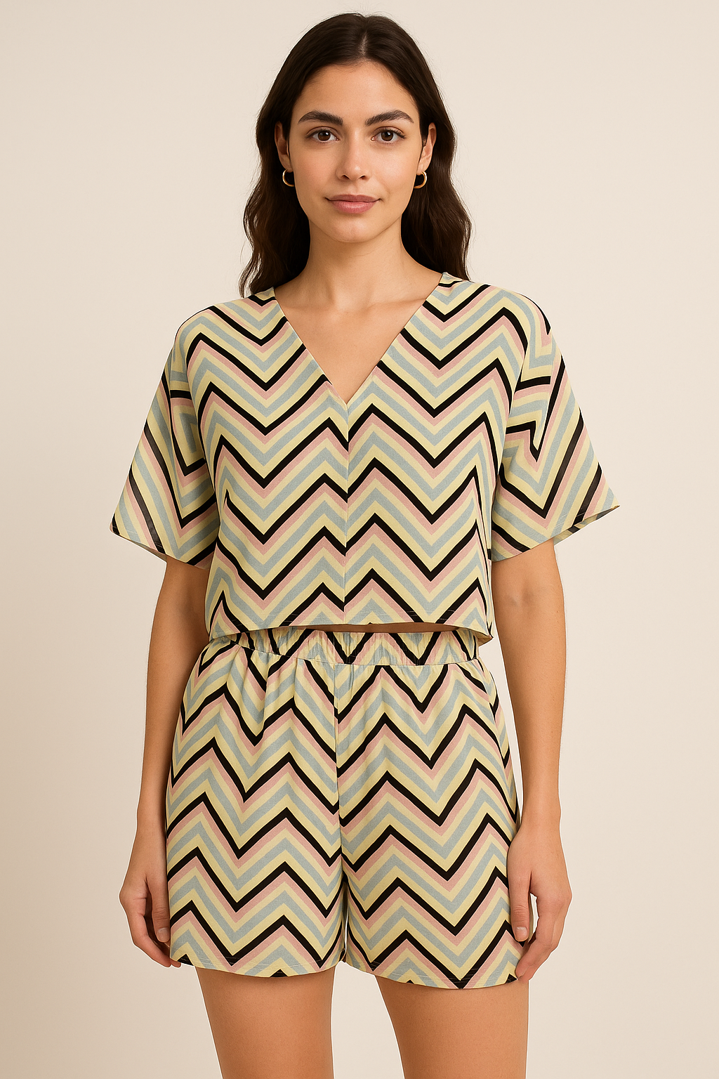 Trending Multicolor Zigzag Digital Printed Fabric - Pure Georgette