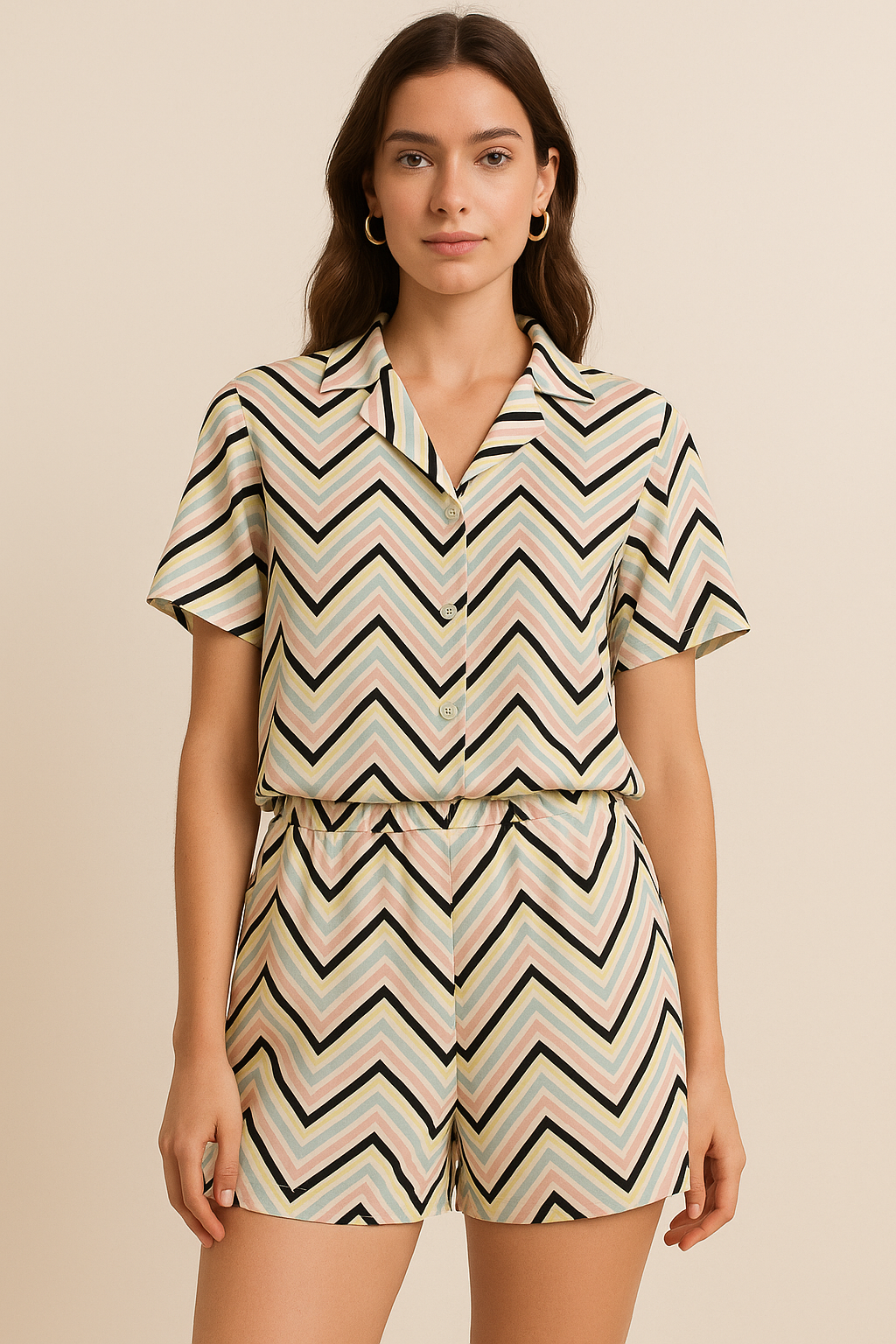 Trending Multicolor Zigzag Digital Printed Fabric - Pure Georgette