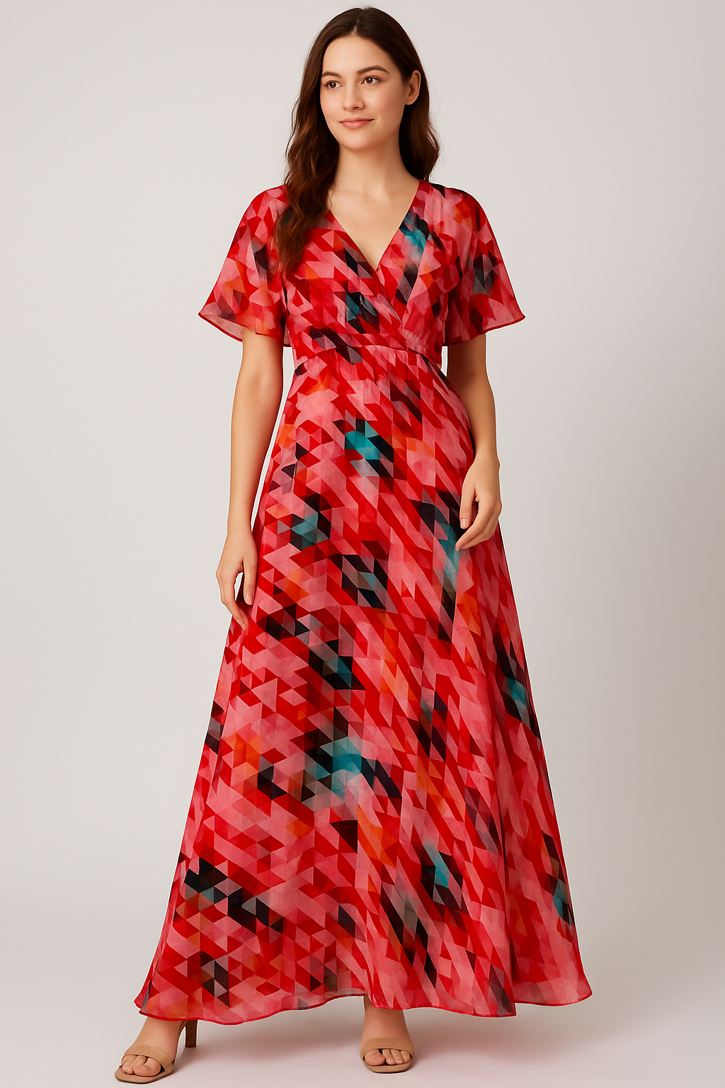 Attractive Multicolor Abstract Pattern Digital Printed Fabric - Pure Georgette