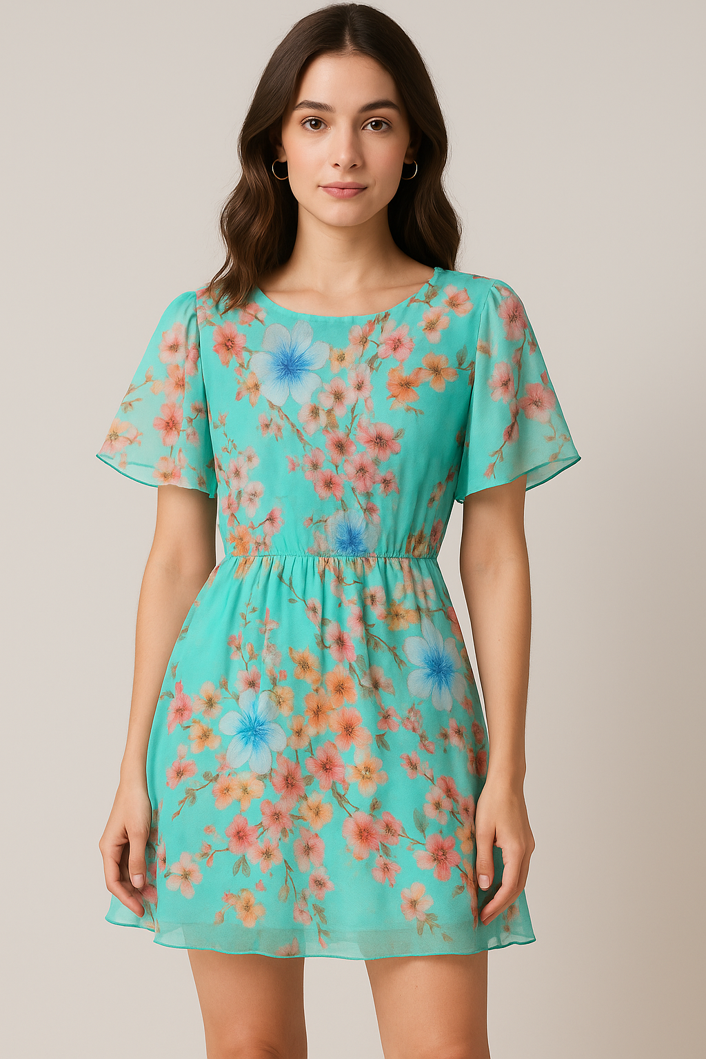 Lovely Geranium Flower Digital Printed Fabric - Pure Georgette