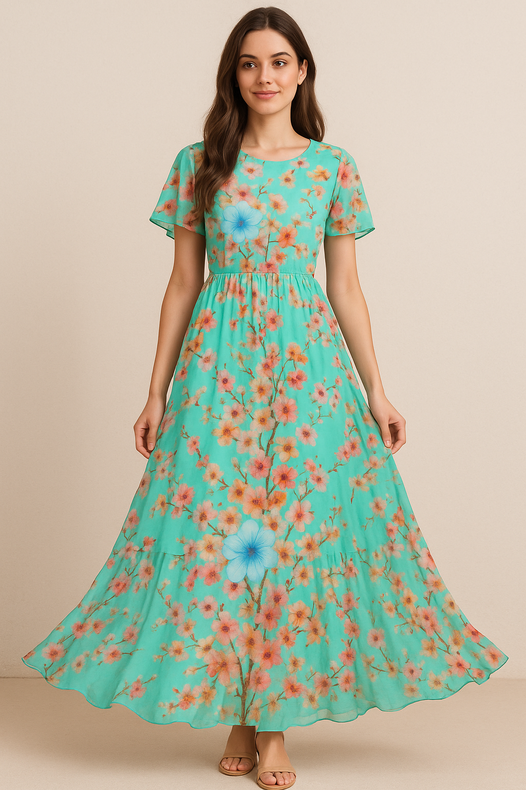 Lovely Geranium Flower Digital Printed Fabric - Pure Georgette