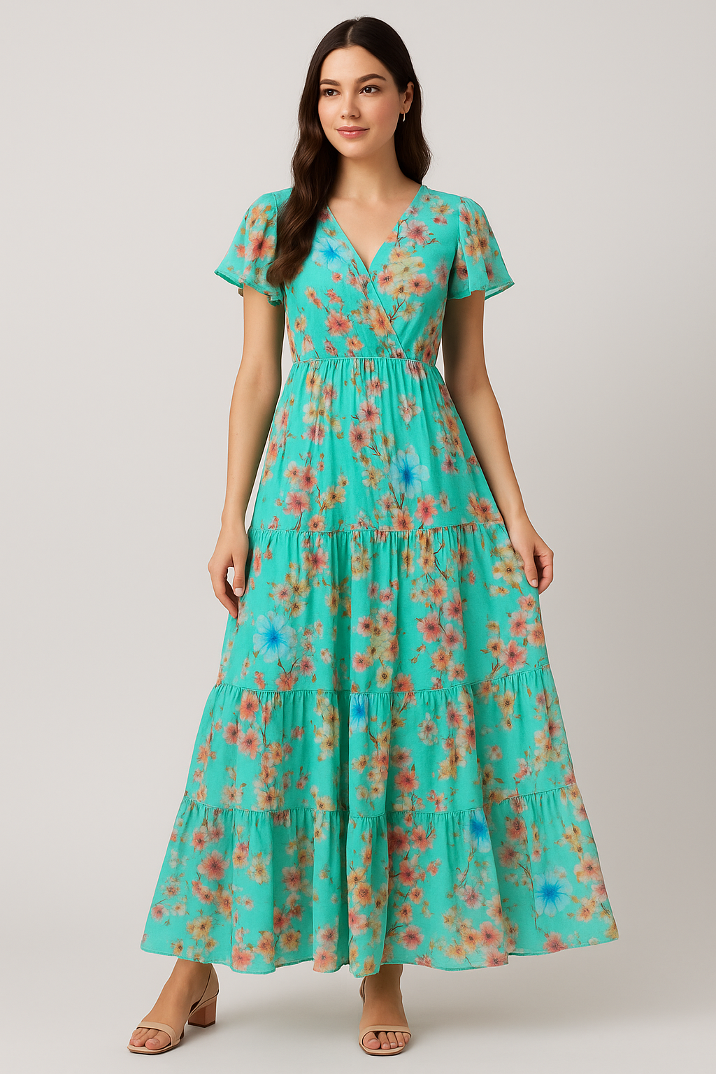 Lovely Geranium Flower Digital Printed Fabric - Pure Georgette