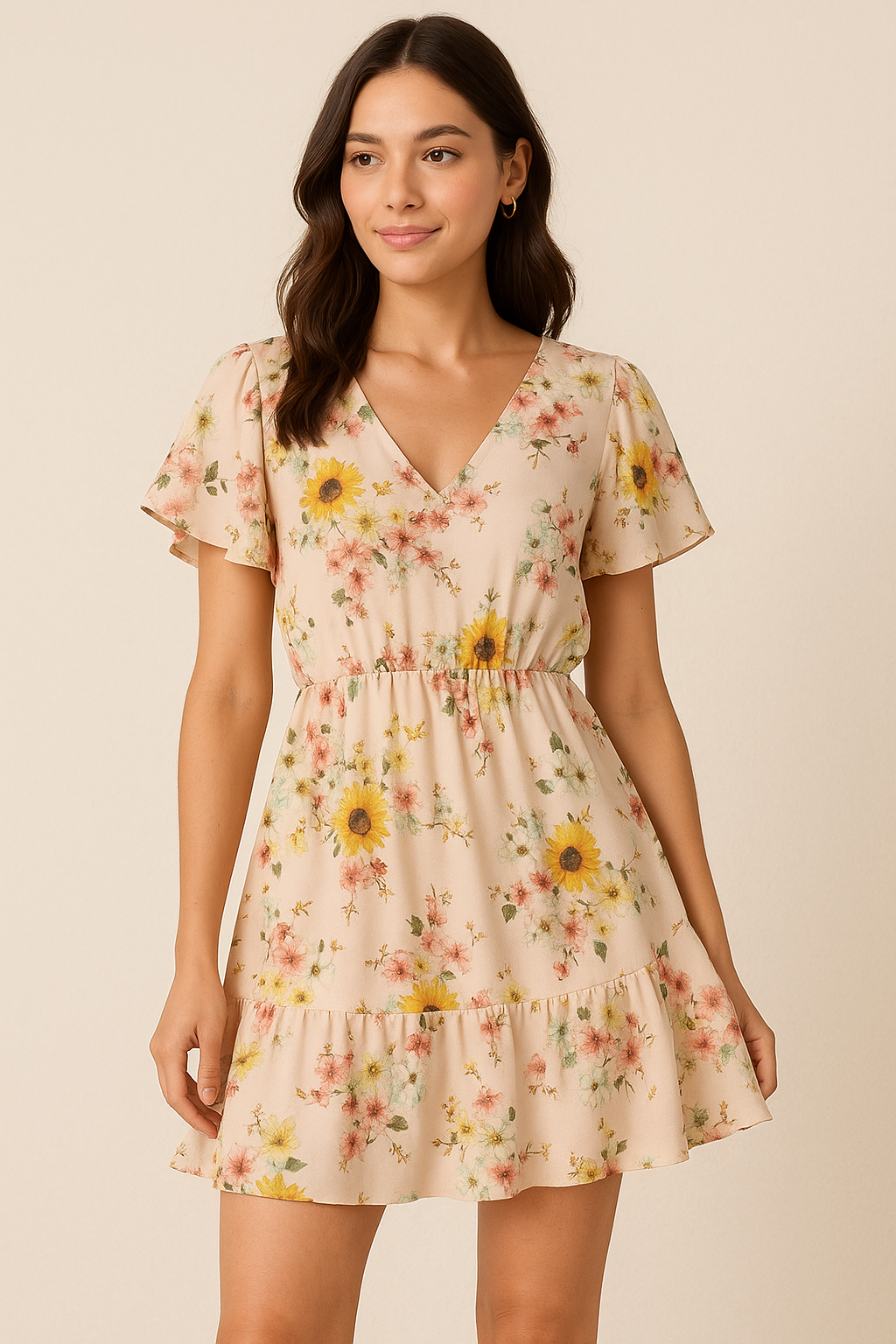 Decorative Multicolour Sunflower Digital Printed Fabric - Pure Georgette