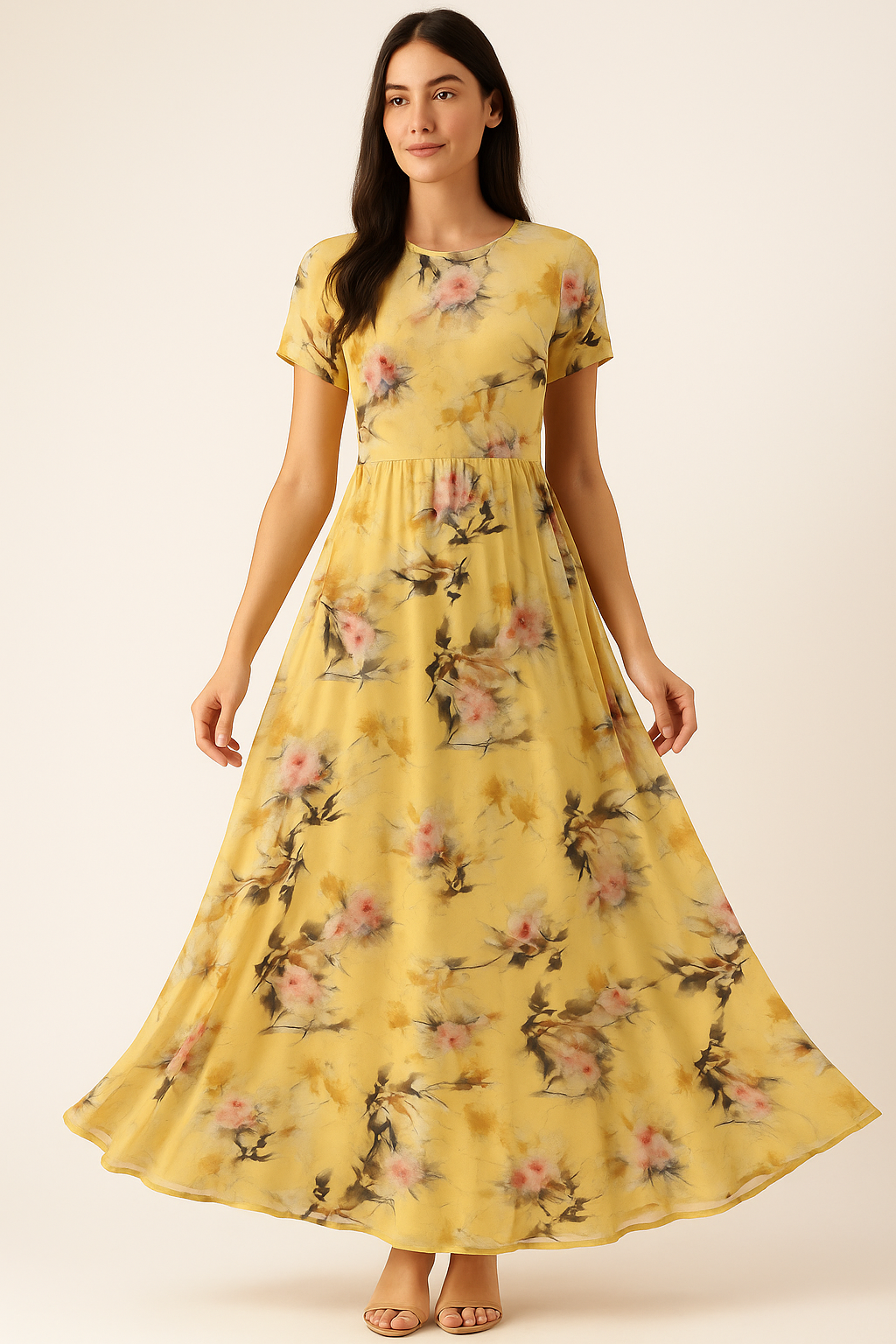 Coolest Watercolour Paper Art Of Flower Digital Printed Fabric - Pure Georgette