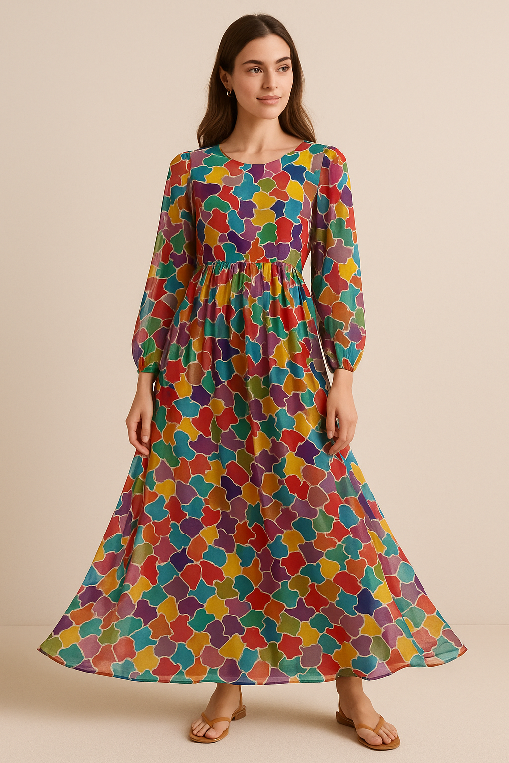 Colourful Marble Abstract Art Digital Printed Fabric - Pure Georgette