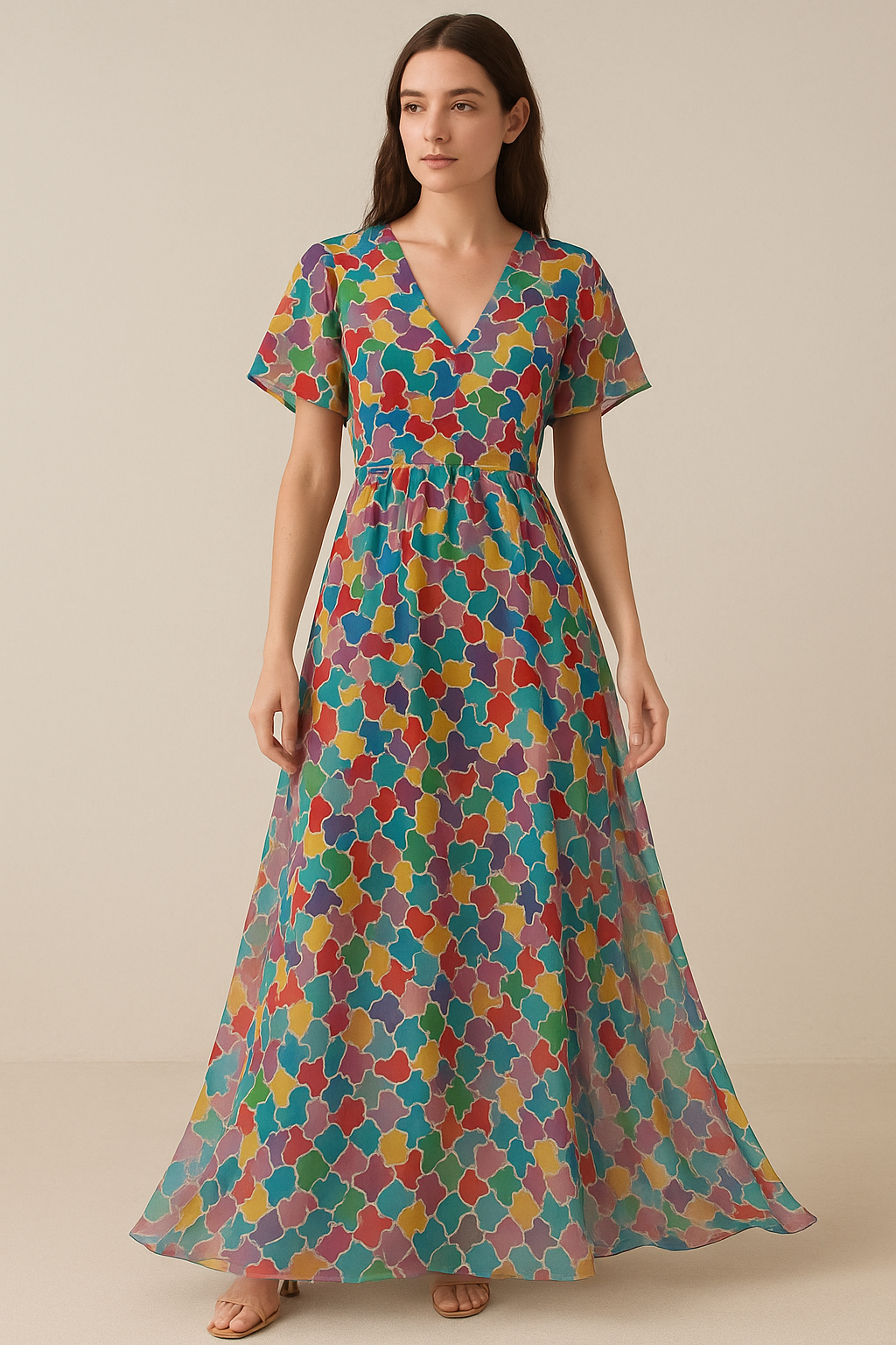 Colourful Marble Abstract Art Digital Printed Fabric - Pure Georgette