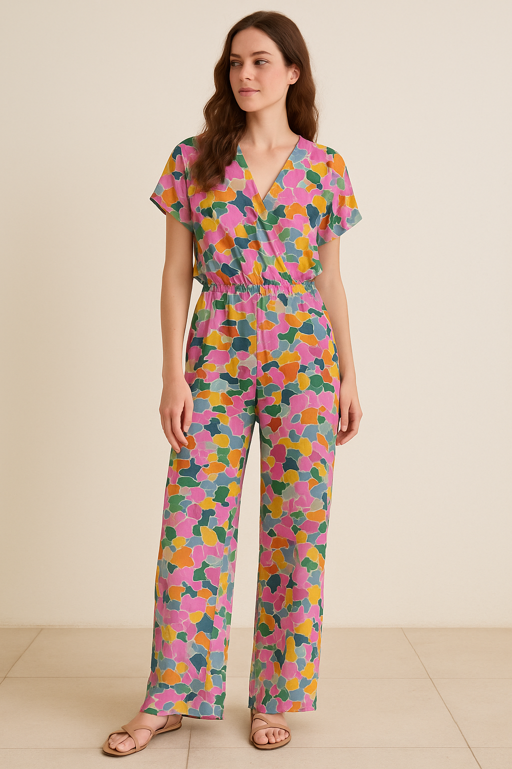 Seamless Rainbow Marble Art Digital Printed Fabric - Pure Georgette