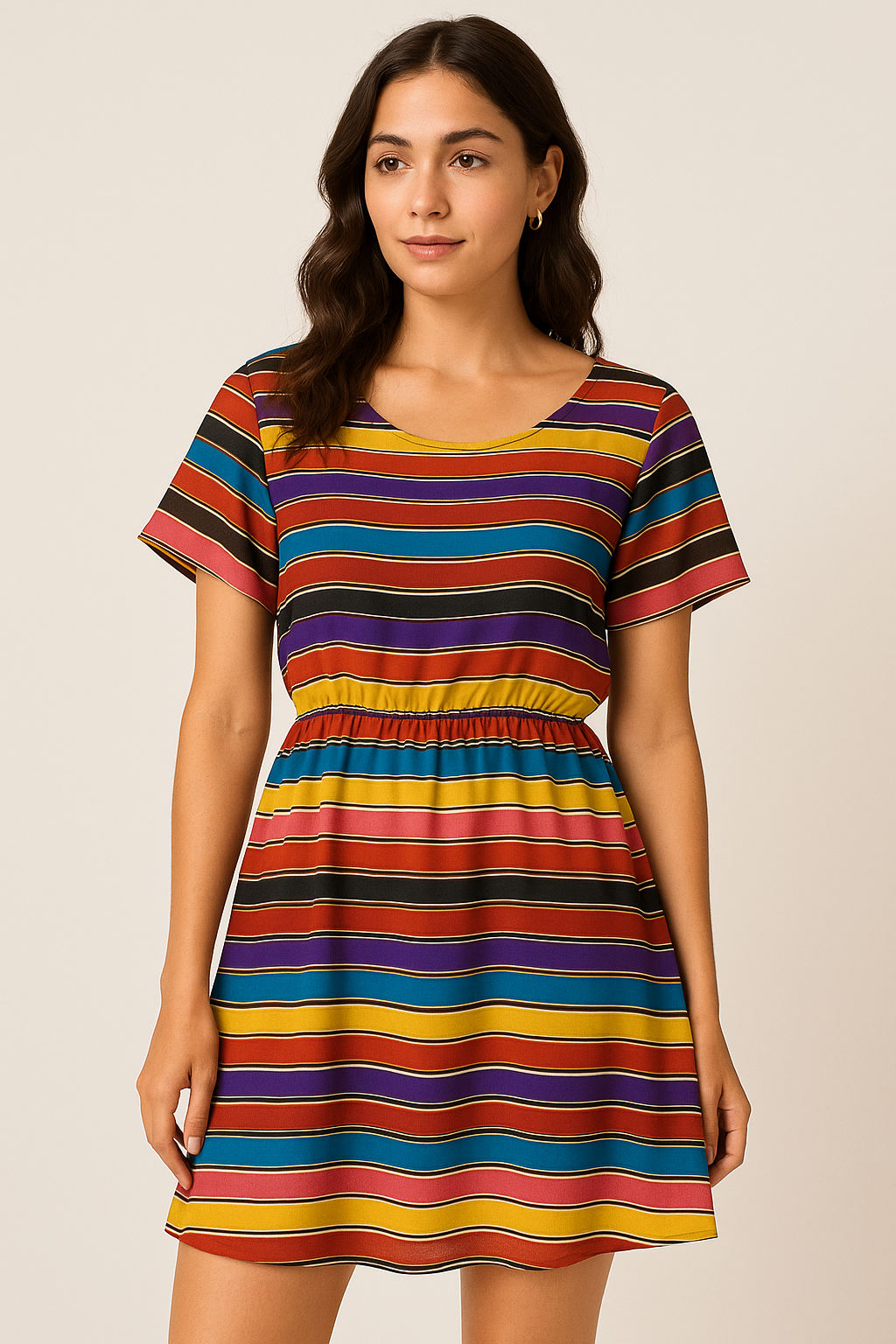 Coolest Regimental Strips Multicolour Digital Printed Fabric - Pure Georgette