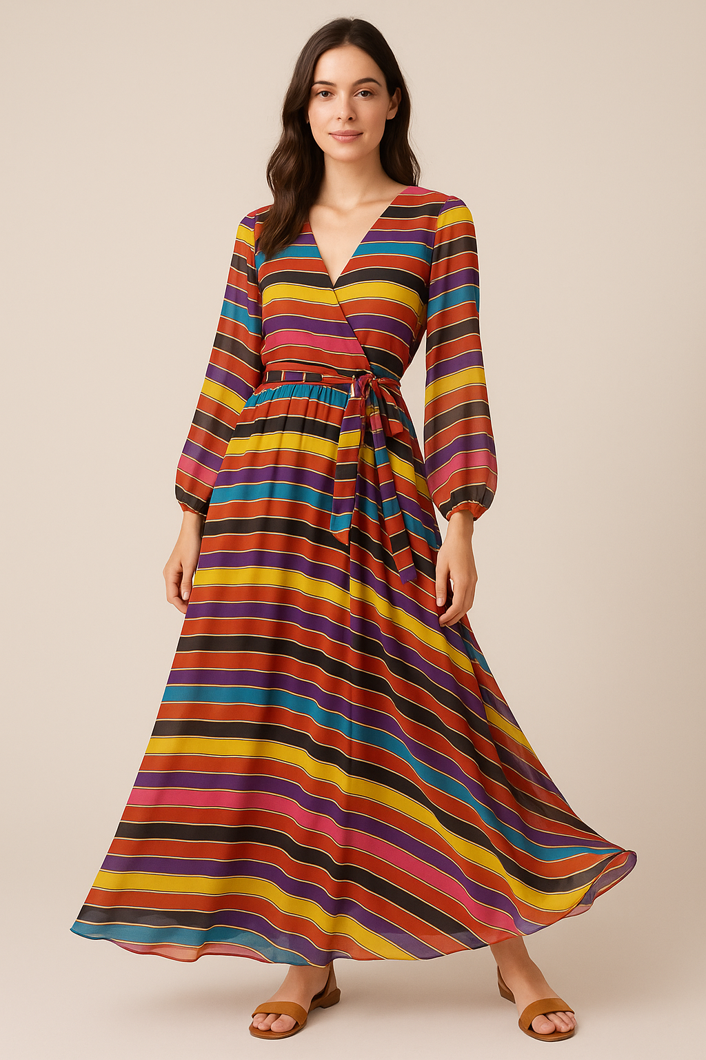 Coolest Regimental Strips Multicolour Digital Printed Fabric - Pure Georgette