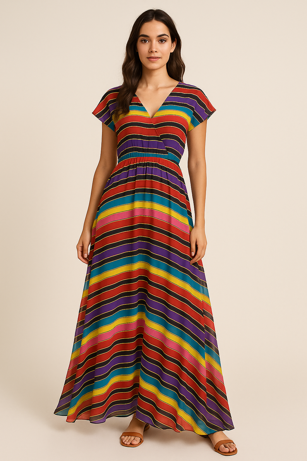 Coolest Regimental Strips Multicolour Digital Printed Fabric - Pure Georgette