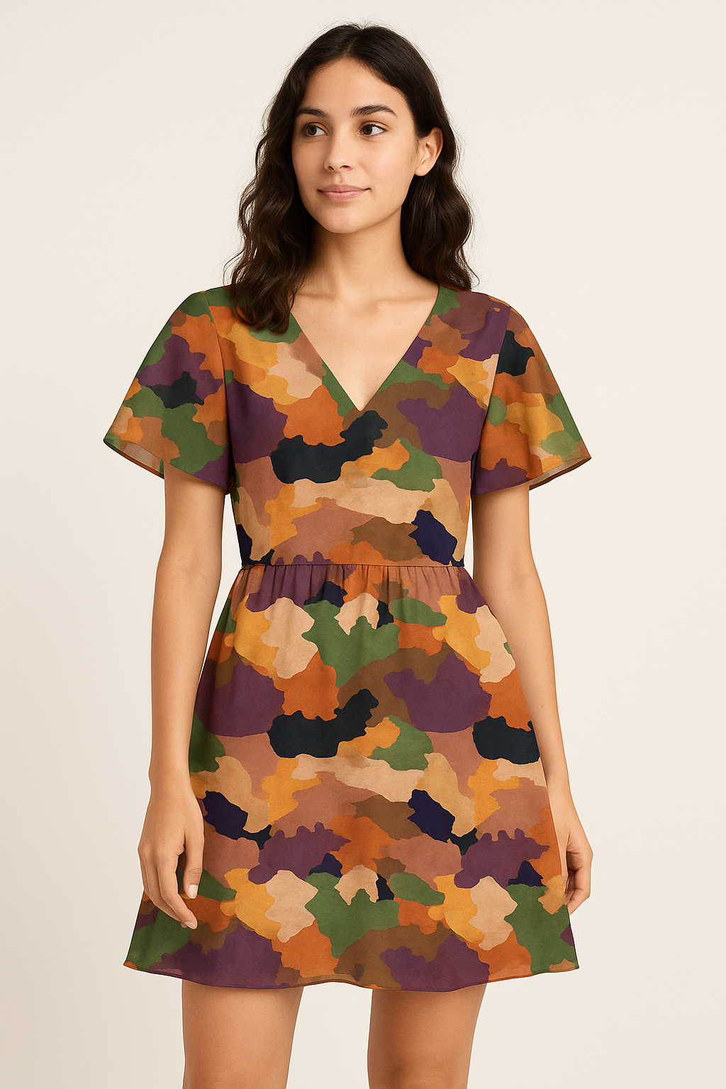 Abstract Colourful Paint Art Digital Printed Fabric - Pure Georgette