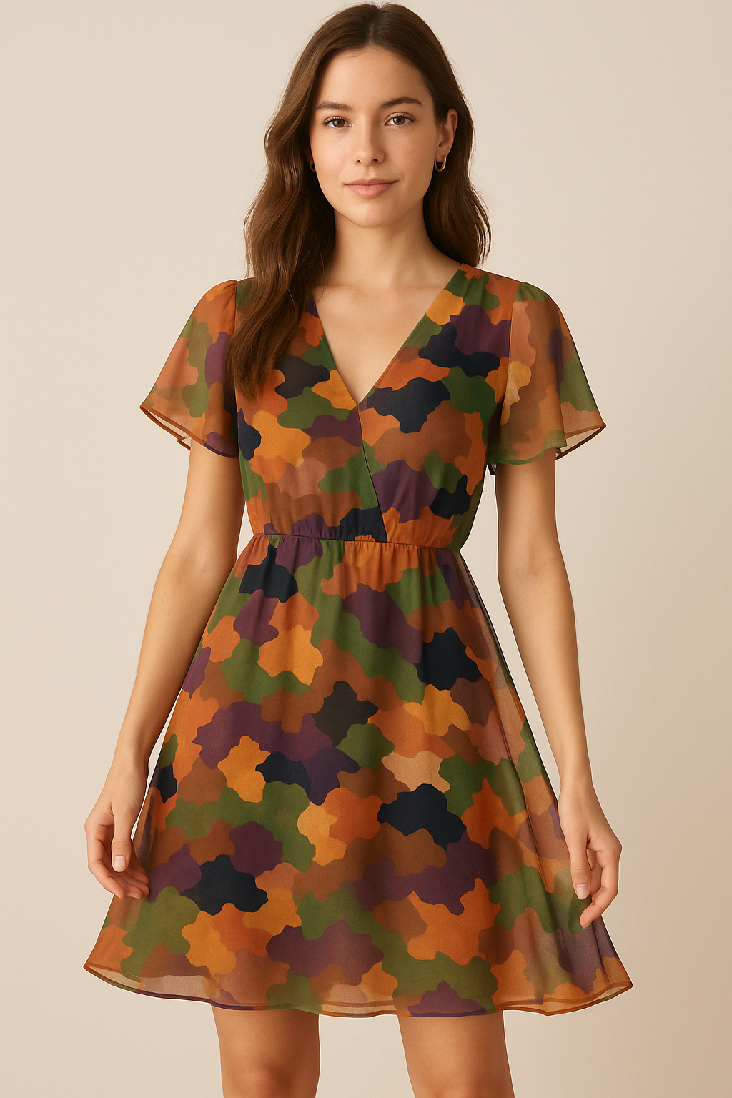 Abstract Colourful Paint Art Digital Printed Fabric - Pure Georgette