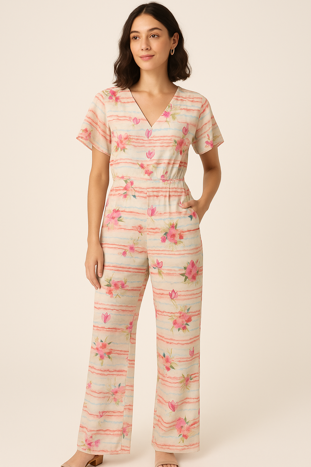 Decorative Watercolour Spring Floral Digital Printed Fabric - Pure Georgette