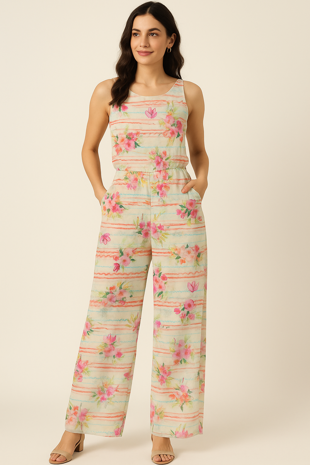 Decorative Watercolour Spring Floral Digital Printed Fabric - Pure Georgette